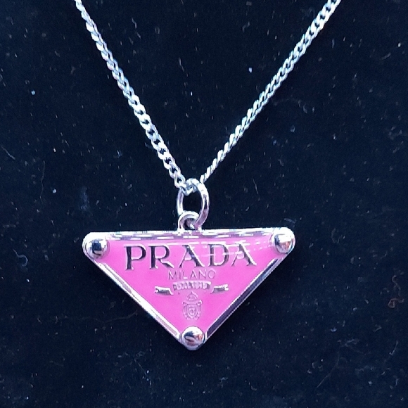 Upcycled Jewelry - Silver and Pink Pendant Necklace #71
